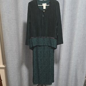 S.L. Fashions Deep Green Layered‎ Maxi Dress Size 16